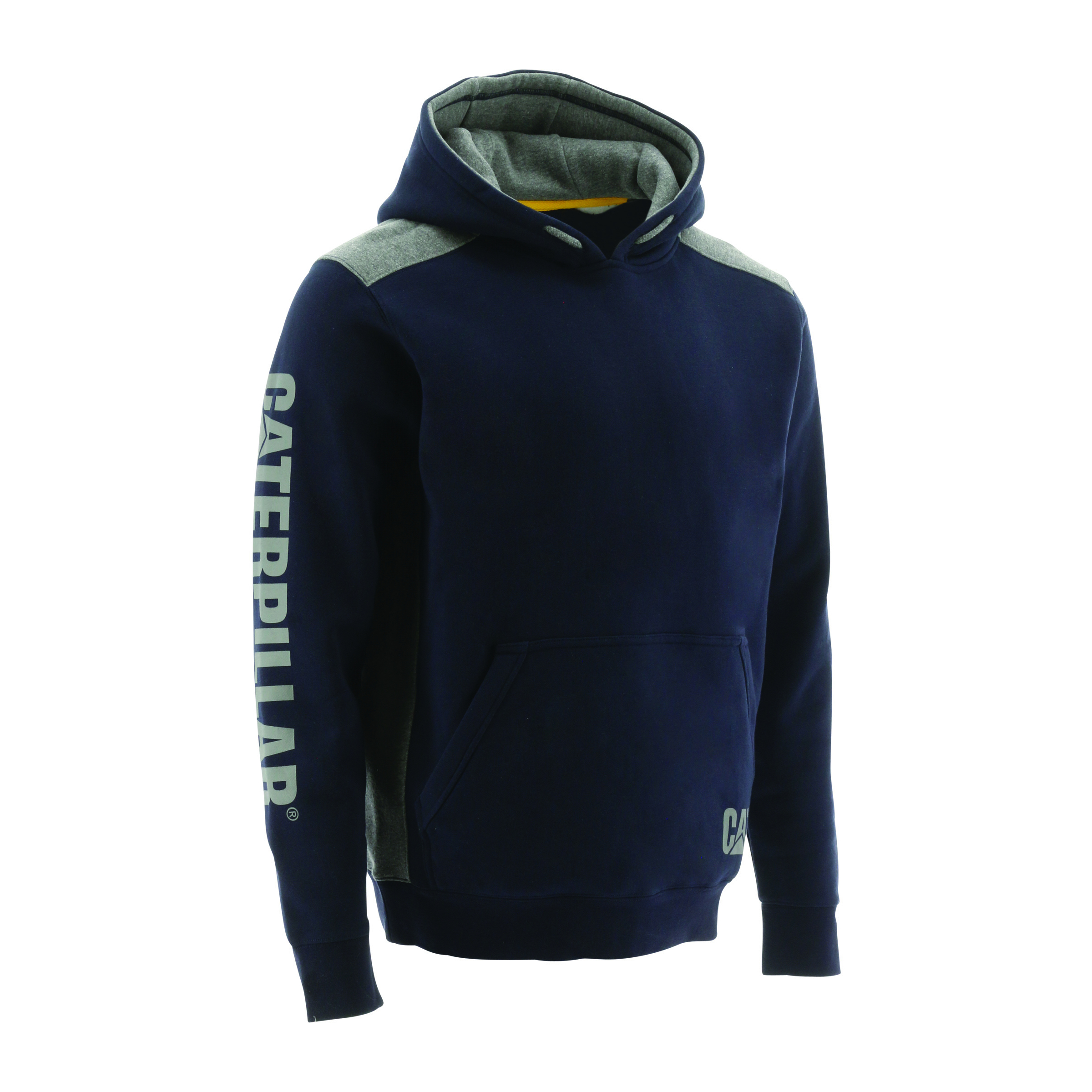 Caterpillar Logo Panel Hooded Sweatshirt - Mens Hoodies - Navy - NZ (947CUNEKR)